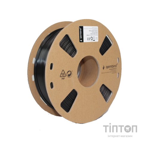 Пластик для 3D-принтера Gembird PETG, 1.75 мм, black, 1 кг (3DP-PETG1.75-01-BK)