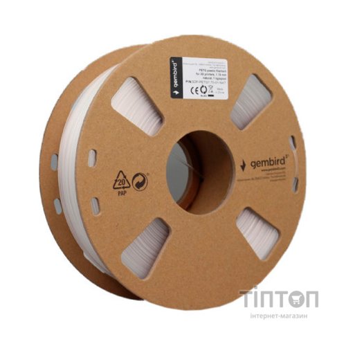 Пластик для 3D-принтера Gembird PETG, 1.75 мм, natural, 1 кг (3DP-PETG1.75-01-NAT)