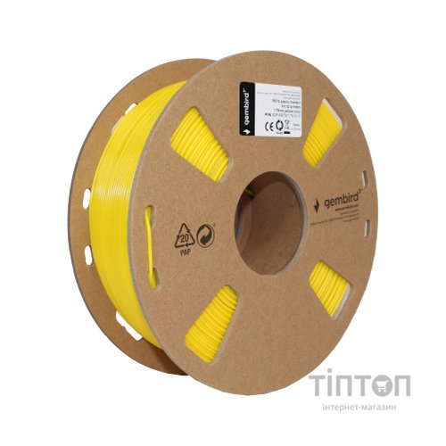 Пластик для 3D-принтера Gembird PETG, 1.75 мм, yellow, 1 кг (3DP-PETG1.75-01-Y)