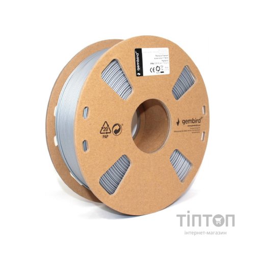 Пластик для 3D-принтера Gembird PLA+, 1.75 мм, 1 kg, silver (3DP-PLA+1.75-02-S)