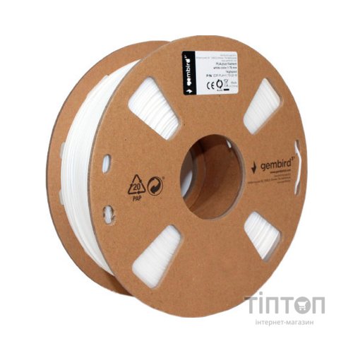 Пластик для 3D-принтера Gembird PLA+, 1.75 мм, 1 kg, white (3DP-PLA+1.75-02-W)