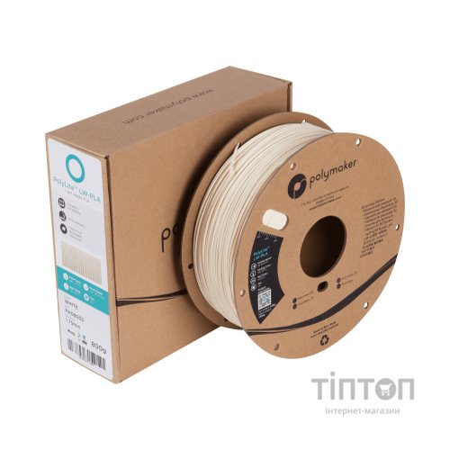 Пластик для 3D-принтера Polymaker PLA POLYLITE LW 1.75 mm 0,8kg WHITE (PA08002)