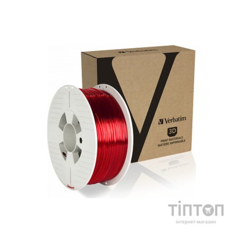 Пластик для 3D-принтера Verbatim PETG, 1.75 мм, 1 кг, red-transparent (55054)