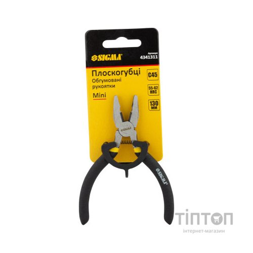 Плоскогубці Sigma 130мм гумові рукоятки Mini (4341311)