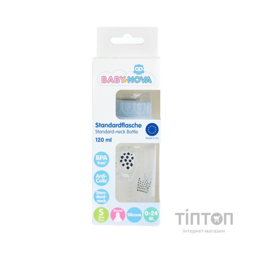 Пляшечка для годування Baby-Nova Декор 120 мл Блакитна (3960068)