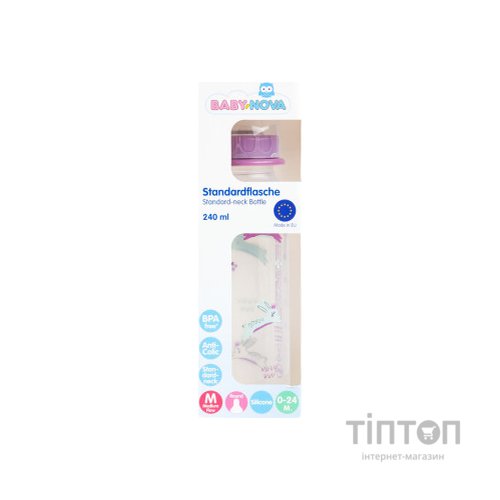 Пляшечка для годування Baby-Nova Декор 240 мл Рожевий (3960066)