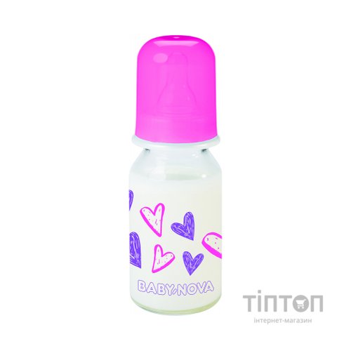 Пляшечка для годування Baby-Nova Декор скляна 125 мл Рожева (3960331)