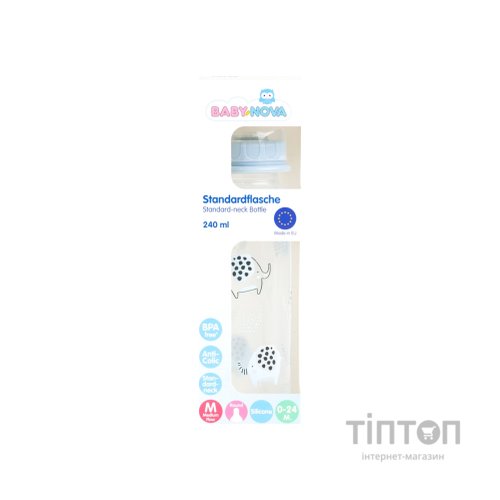 Пляшечка для годування Baby-Nova пластикова Decoration Blue 240 мл (3960065)