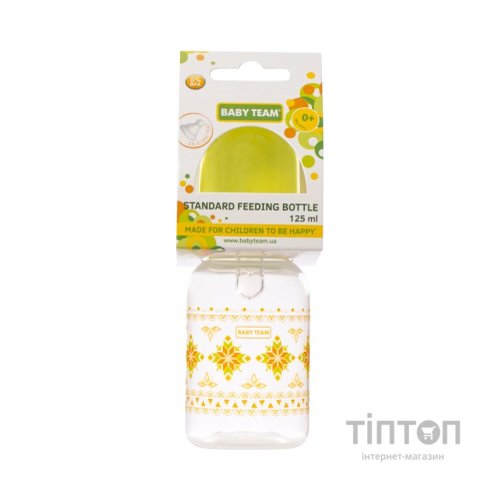 Пляшечка для годування Baby Team із силіконовою соскою Baby Team 125 мл Салатова (1400)