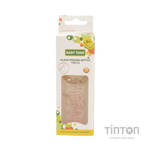 Пляшечка для годування Baby Team скляна 0+ 150 мл (1210_зайчик)