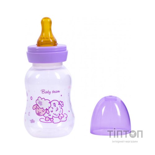 Пляшечка для годування Baby Team з латексною соскою Овечка, 125 мл (1300_овечка)