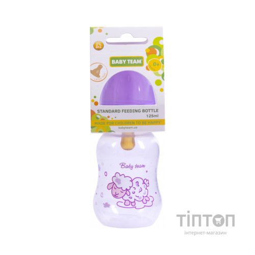 Пляшечка для годування Baby Team з латексною соскою Овечка, 125 мл (1300_овечка)