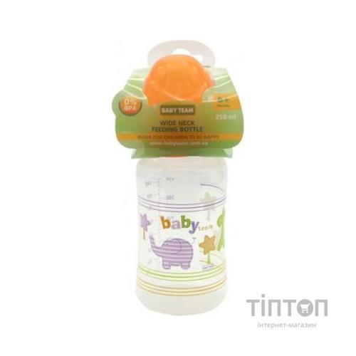 Пляшечка для годування Baby Team з широким горлом 6+, 250 мл (1002_оранжевый)