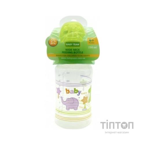 Пляшечка для годування Baby Team з широким горлом 6+, 250 мл (1002_зеленый)
