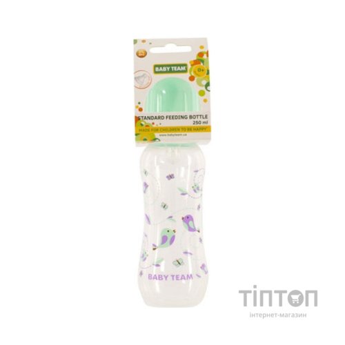 Пляшечка для годування Baby Team з силіконовою соскою 250 мл м'ятна (1121_мятный)