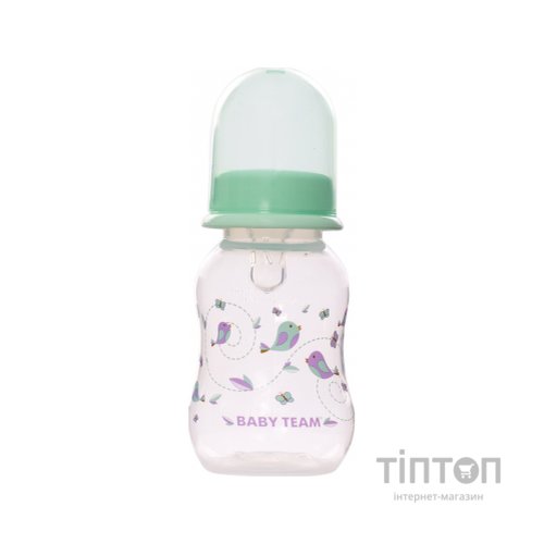 Пляшечка для годування Baby Team з талією та силіконовою сос. 125 мл (1111_мятный)