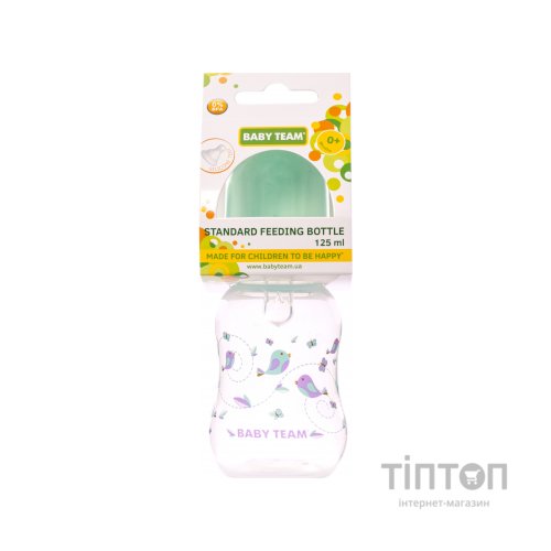 Пляшечка для годування Baby Team з талією та силіконовою сос. 125 мл (1111_мятный)