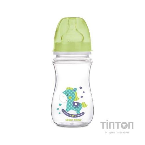 Пляшечка для годування Canpol babies антиколькова EasyStart - Toys з широким отвором 240 мл (35/221_gre)