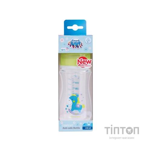 Пляшечка для годування Canpol babies антиколькова EasyStart - Toys з широким отвором 240 мл (35/221_gre)