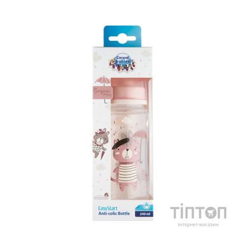 Пляшечка для годування Canpol babies Bonjour Paris з широким отвором 240 мл Рожева (35/232_pin)