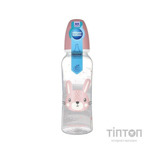 Пляшечка для годування Canpol babies Cute Animals стандартна 250 мл рожева рожев (11/841_pin)