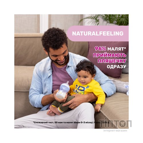 Пляшечка для годування Chicco Natural Feeling силікон середній потік 250мл рожева (81323.10)