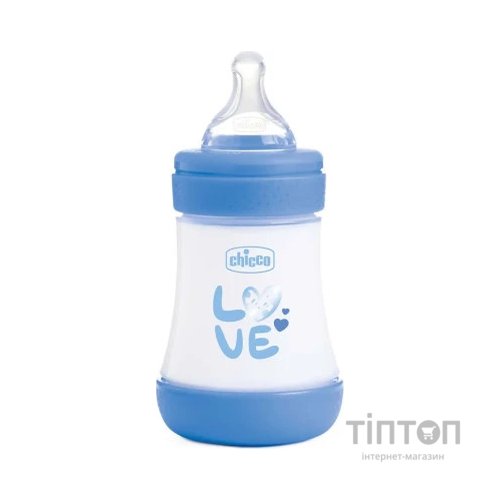 Пляшечка для годування Chicco Perfect 5 Love із силіконовою соскою 0+ міс. 150 мл Блакитна (20211.21.40)