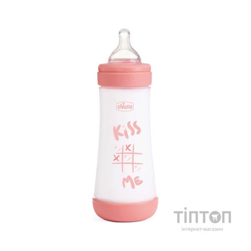 Пляшечка для годування Chicco Perfect 5 Love із силіконовою соскою 4+ міс. 300 мл Рожева (20235.11.40)