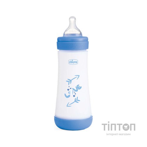 Пляшечка для годування Chicco Perfect 5 Love із силіконовою соскою 4+ міс. 300 мл Синя (20235.21.40)