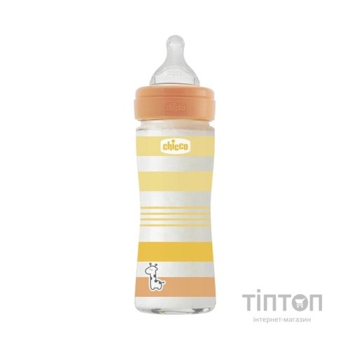 Пляшечка для годування Chicco Well-Being Colors з силіконовою соскою 0м+ 240 мл Помаранчева (28721.31)
