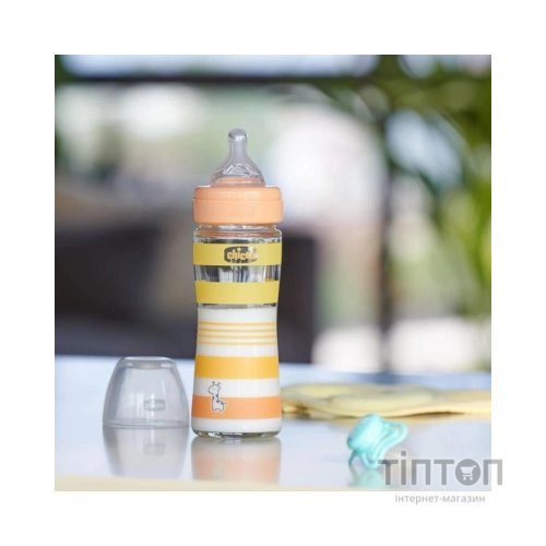 Пляшечка для годування Chicco Well-Being Colors з силіконовою соскою 0м+ 240 мл Помаранчева (28721.31)