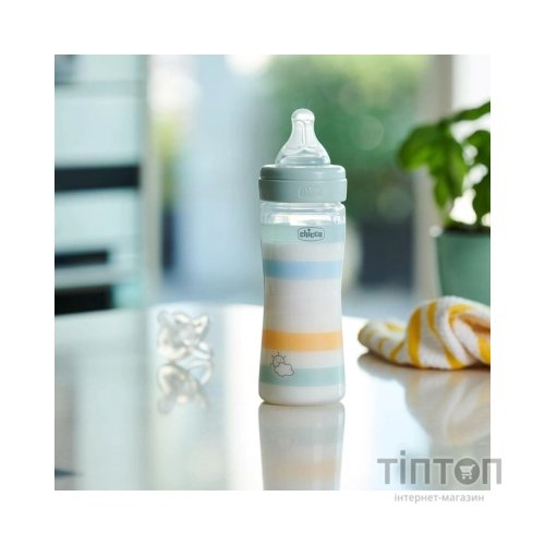 Пляшечка для годування Chicco Well-Being Colors з силіконовою соскою 2м+ 250 мл М'ятна (28623.21)