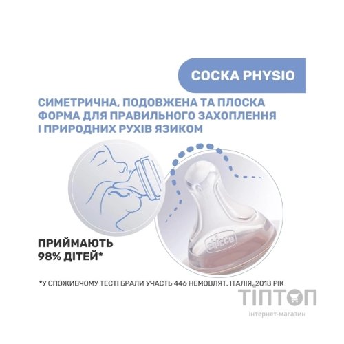 Пляшечка для годування Chicco Well-Being Colors з силіконовою соскою 4м+ 330 мл Помаранчева (28637.31)