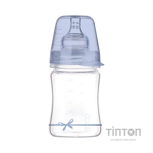 Пляшечка для годування Lovi Diamond Glass Baby Shower скляна 150 мл Блакитна (74/104boy)
