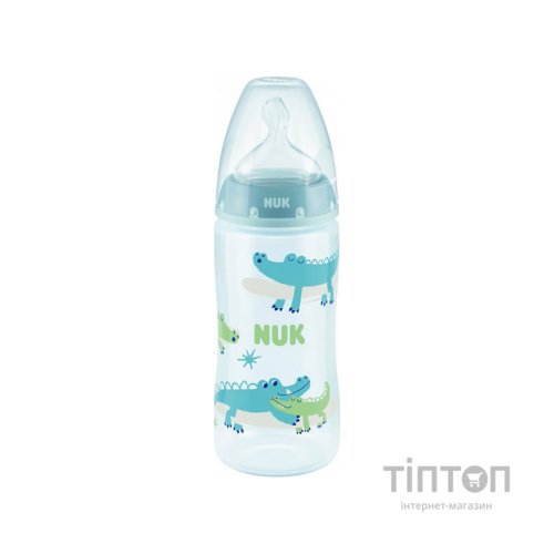 Пляшечка для годування Nuk First Choice Plus Крокодили 300 мл Синя (3952397)
