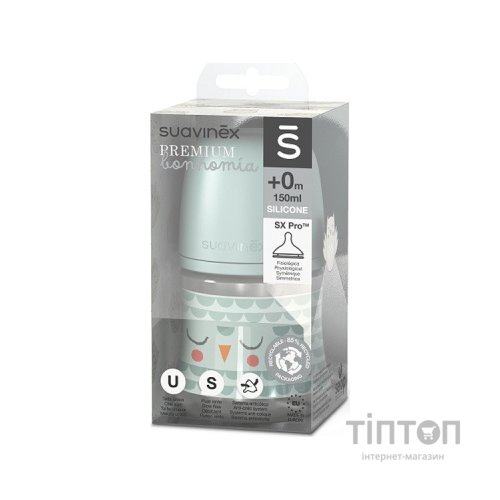 Пляшечка для годування Suavinex Bonhomia, повільний потік, 150 мл зелена (307832)