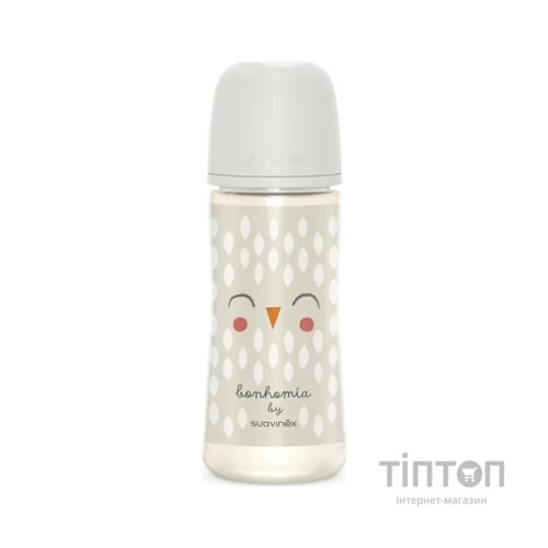 Пляшечка для годування Suavinex Bonhomia, повільний потік, 360 мл, біла (307839)