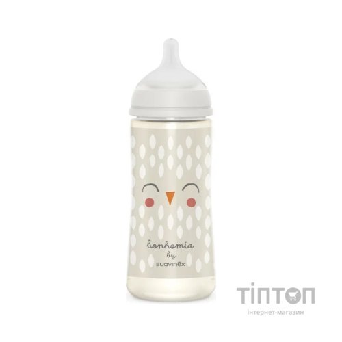 Пляшечка для годування Suavinex Bonhomia, повільний потік, 360 мл, біла (307839)