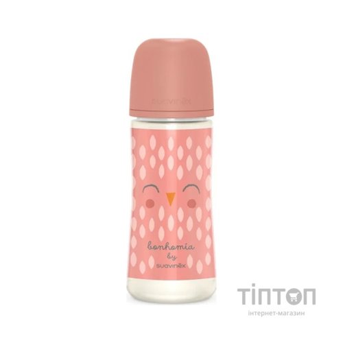 Пляшечка для годування Suavinex Bonhomia, повільний потік, 360 мл, рожева (307837)