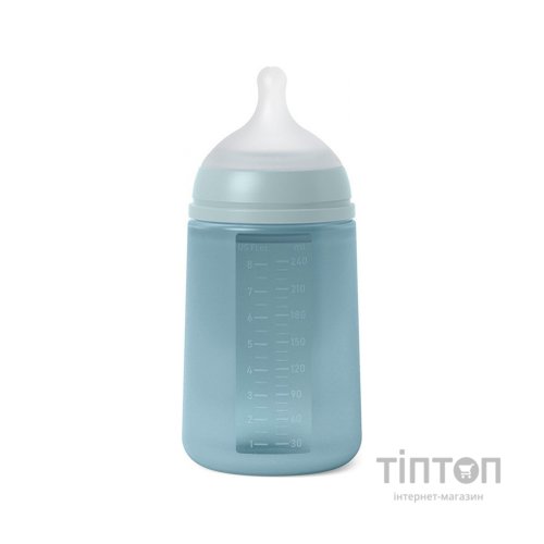 Пляшечка для годування Suavinex Colour Essence силіконова, повільний потік,240 мл, блакитна (308071)