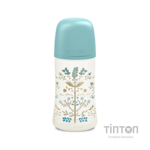 Пляшечка для годування Suavinex Gold Edition, повільний потік, 270 мл, блакитна (307872)