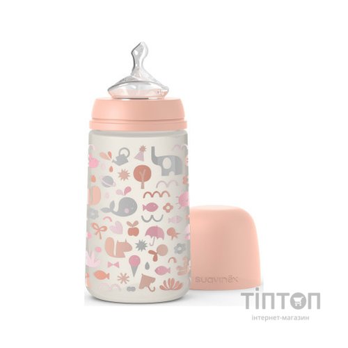 Пляшечка для годування Suavinex Memories Історії малюків 270 мл, соска повільний потік помар (307118)