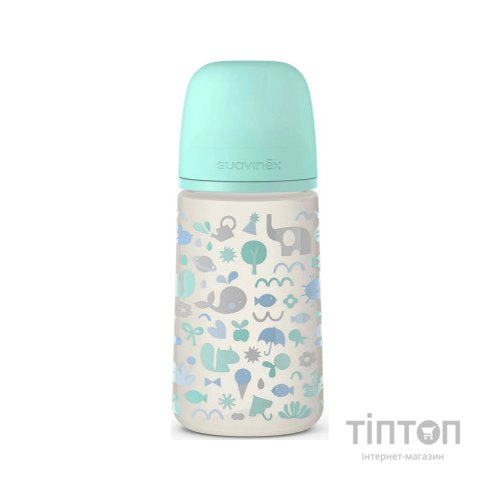 Пляшечка для годування Suavinex Memories Історії малюків 270 мл, соска повільний потік зелен (307117)