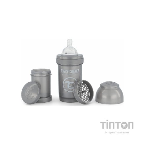 Пляшечка для годування Twistshake Pearl Grey 180 мл, антиколікова, силіконова (78378)