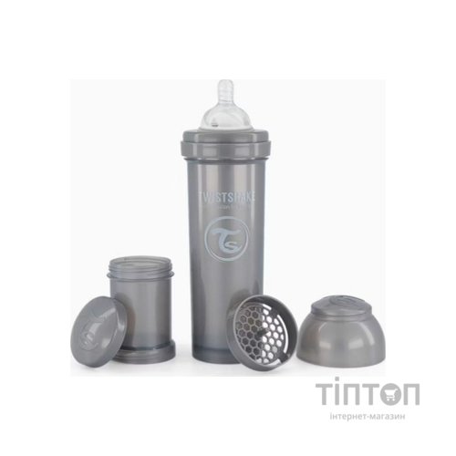 Пляшечка для годування Twistshake Pearl Grey 330 мл, антиколікова, силіконова (78390)