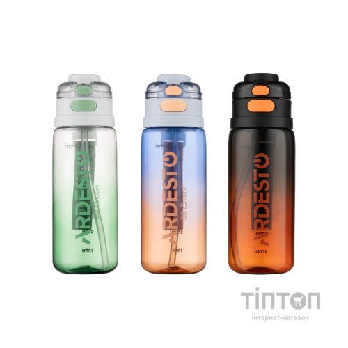 Пляшка для води Ardesto Gym 800мл, пластик, чорний (AR2280GL)