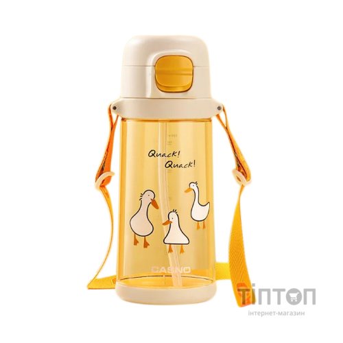 Пляшка для води Casno 690 мл KXN-1219 Помаранчева Гуси з соломинкою (KXN-1219_Orange)
