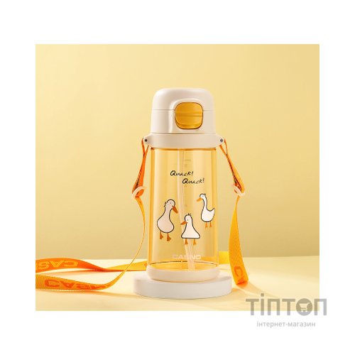 Пляшка для води Casno 690 мл KXN-1219 Помаранчева Гуси з соломинкою (KXN-1219_Orange)