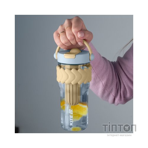 Пляшка для води Kite 900 мл бежево-блакитний (K25-1231-1)