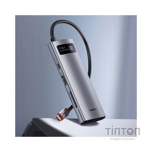 Порт-реплікатор Baseus 7-in-1 Metal Gleam Series Type-C to HDMI+USB+SD/TF Docking Station (WKWG020113)
